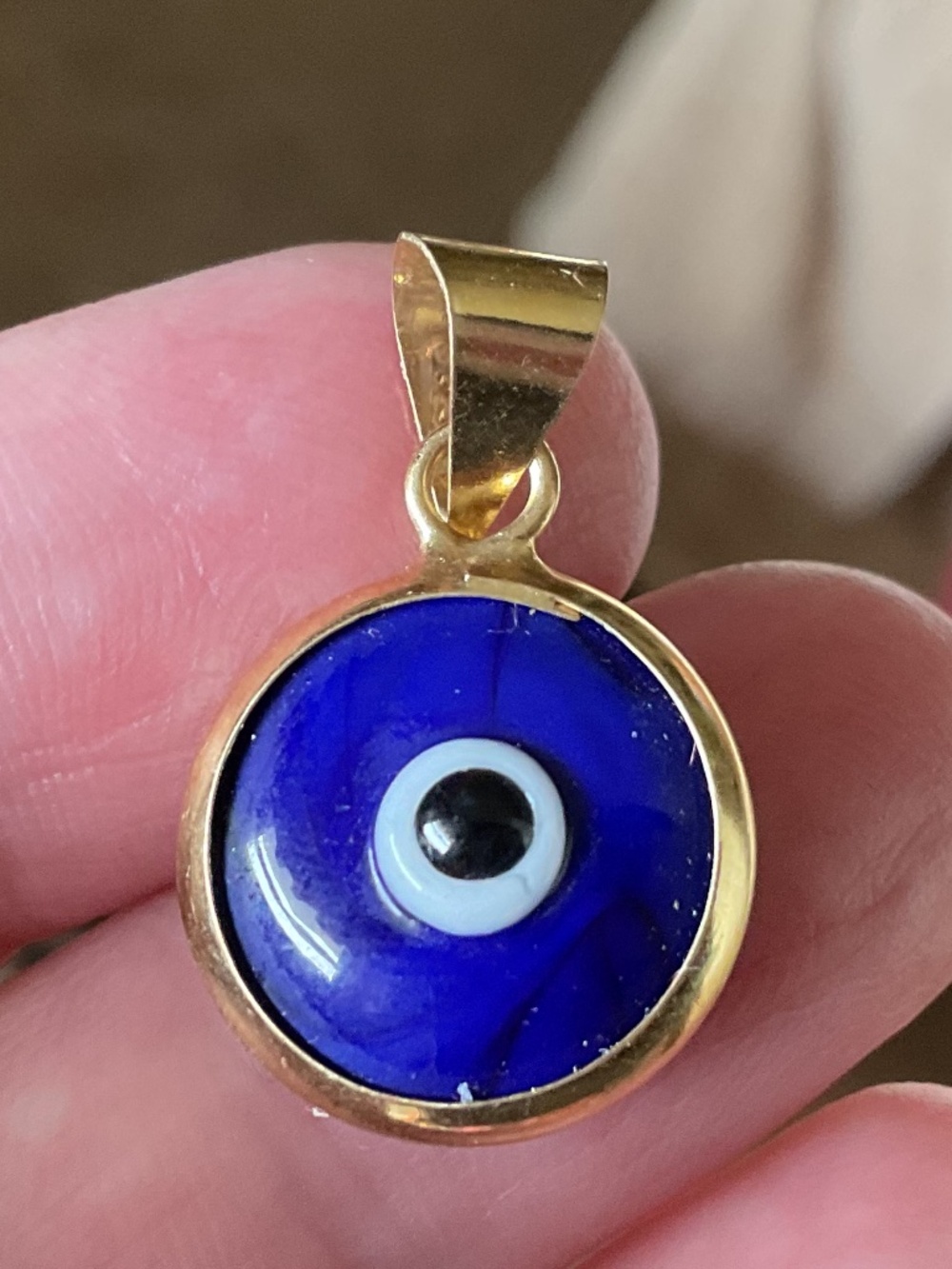 NWOT 14 kt Gold Evil Eye Navy Blue Charm/Pendant